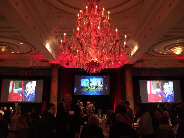 The chandelier was lit up red to symbolize The Salvation Army.