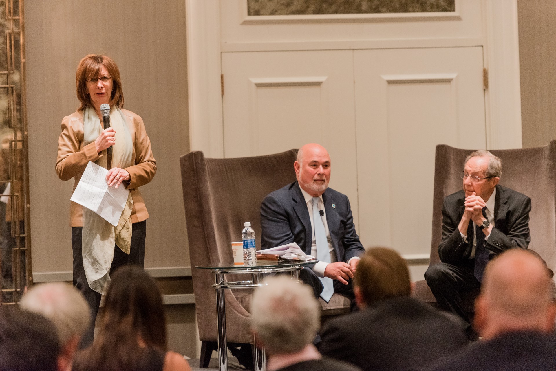 Firm Partner Lisa Savitt introducing the program “My Journey on the Nuclear Brink,” a dialogue between President of the Global Security Institute, Jonathan Granoff, and ABA Section of International Law Chair of the Task Force on Nuclear Nonproliferation and former Secretary of Defense, William Perry. 