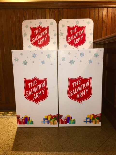 Toy donation boxes waiting to be filled for children in Salvation Army shelters across Philadelphia. Donate by bringing new, unwrapped toys and/or toiletries from noon to 7 pm from now until December 15 to the donation box in the lobby of The Beasley Firm at 1125 Walnut Street in Philadelphia.